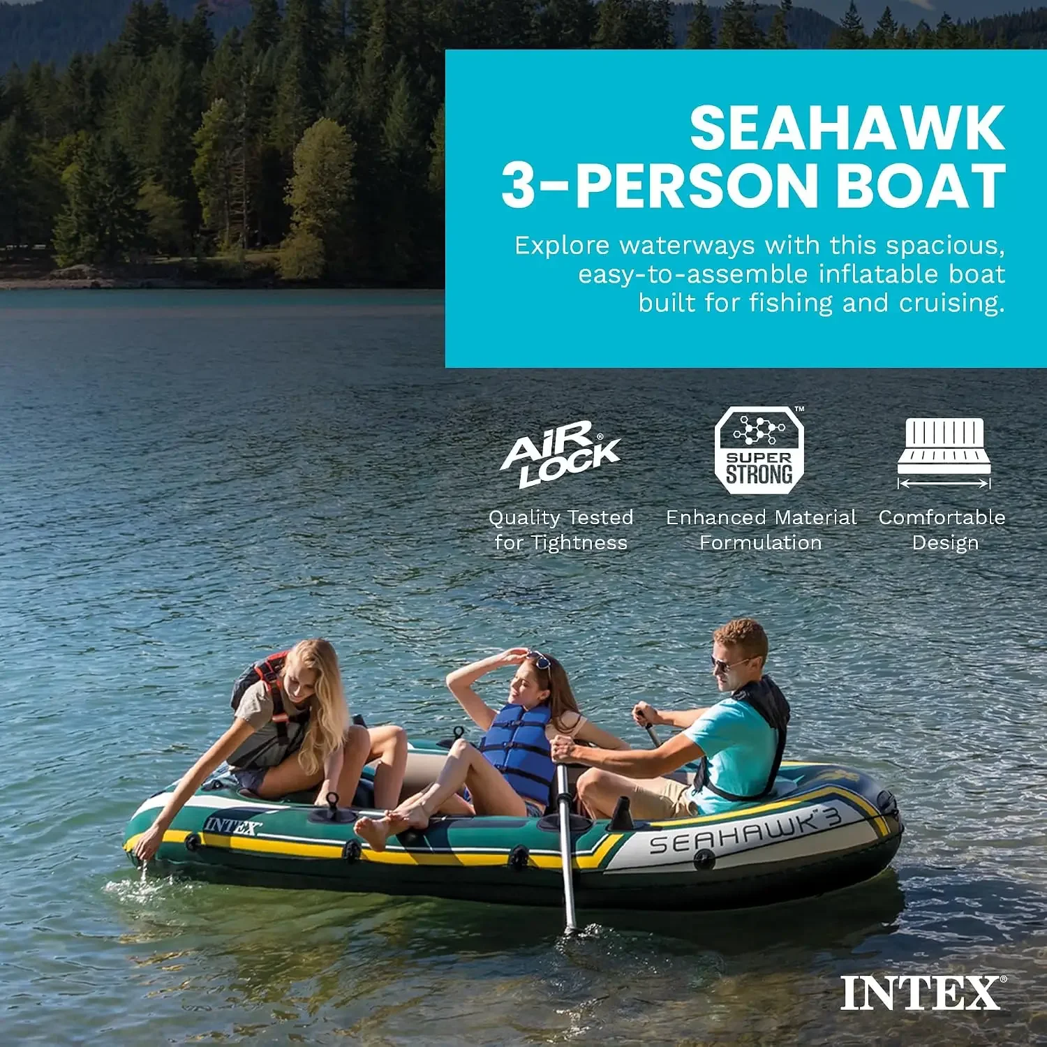 INTEX 66332EP 시호크 2인용 팽창식 보트 세 - Fishing Rod Boat 리뷰 및 가격