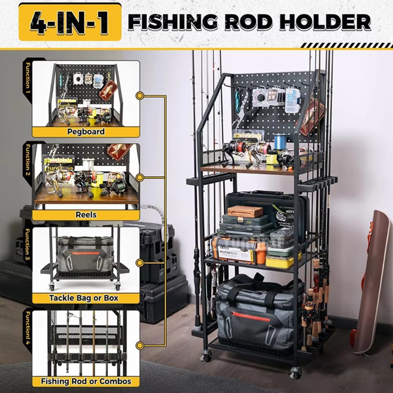 낚싯대 보관 선반, 낚싯대 릴 홀더, 총 모양의 디자인 - Fishing Rod Combo 리뷰 및 가격