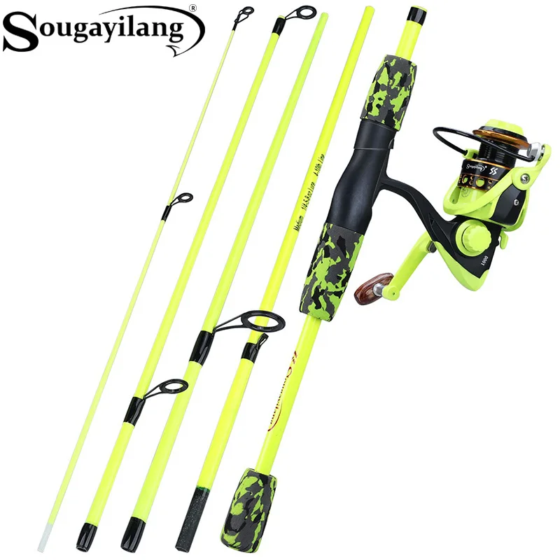 Sougayilang 휴대용 5섹션 빨간색/노란색 낚싯 - Fishing Rod Combo 리뷰 및 가격